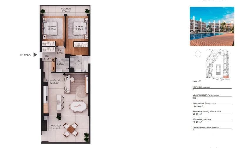 Apartamento T2 para Venda em Albufeira e Olhos de Água Planta 1