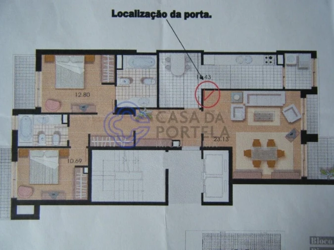 Apartamento T2 para Arrendamento em Paranhos Planta 1