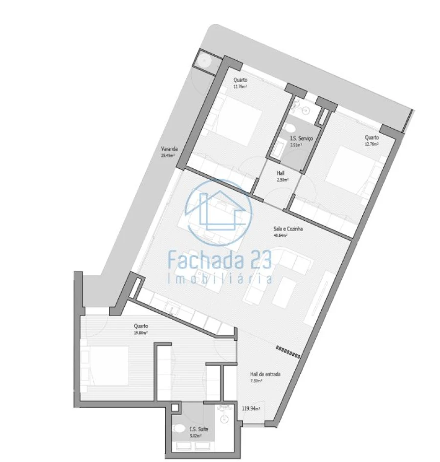Apartamento T3 para Venda em Bougado (São Martinho e Santiago) Planta 1