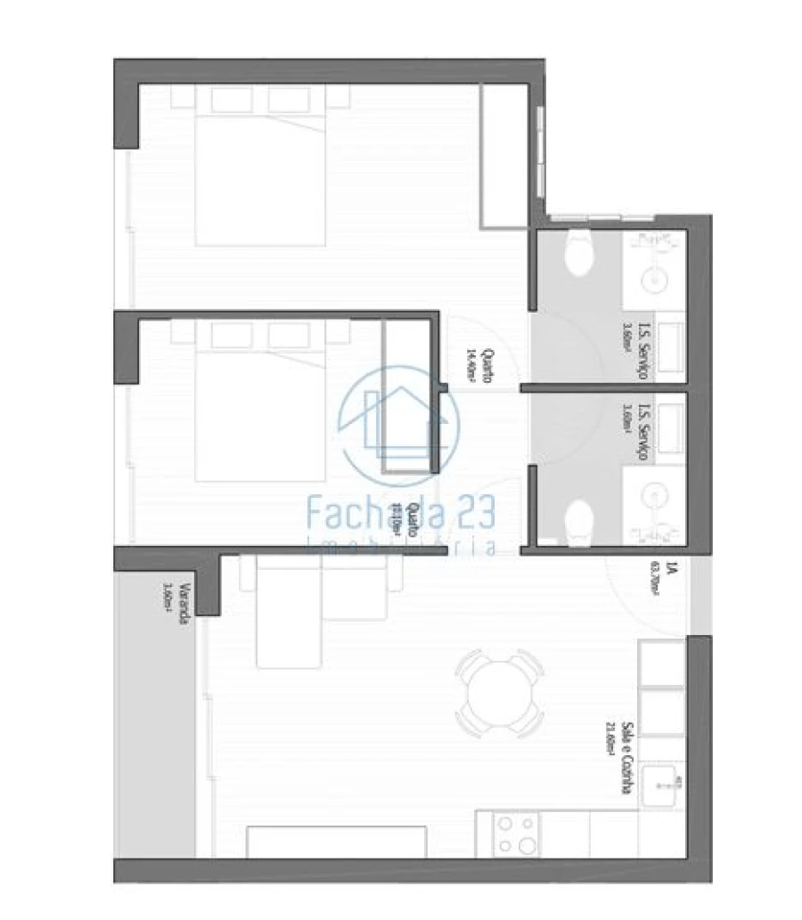 Apartamento T2 para Venda em Ancora Planta 1