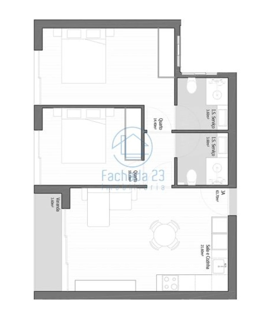 Apartamento T2 para Venda em Ancora Planta 1