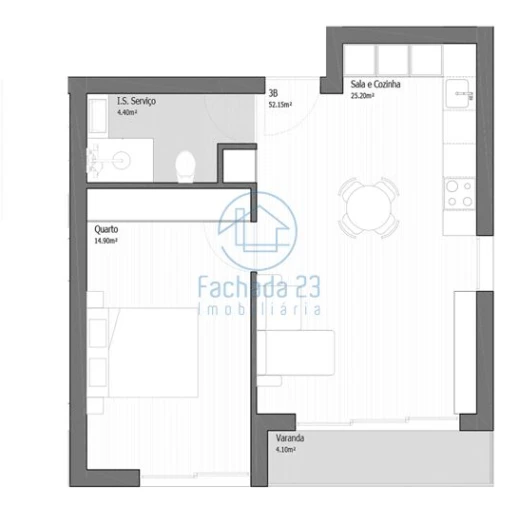 Apartamento T1 para Venda em Ancora Planta 1