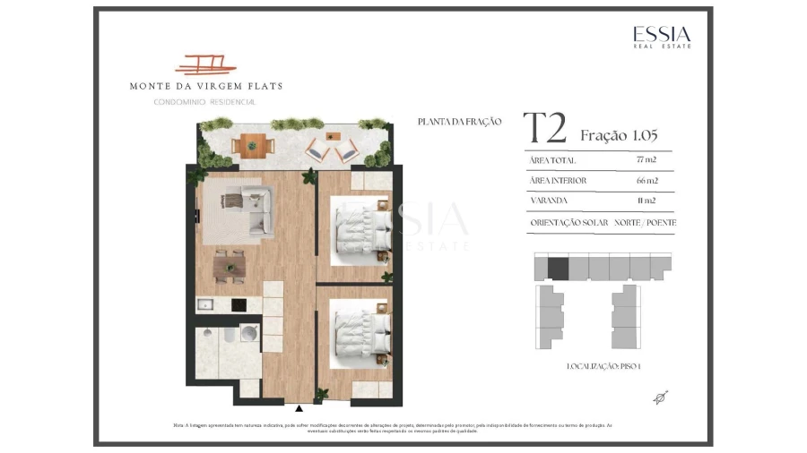 Apartamento T2 para Venda em Vilar de Andorinho Planta 1