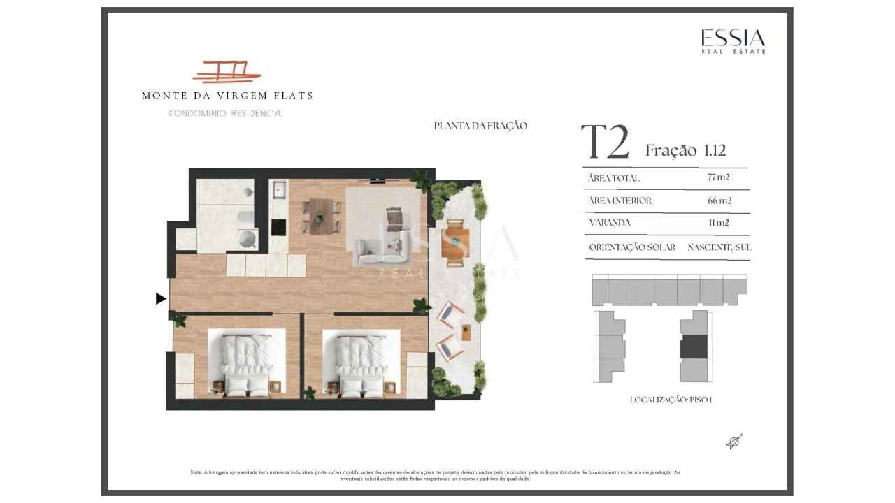 Apartamento T2 para Venda em Vilar de Andorinho Planta 2