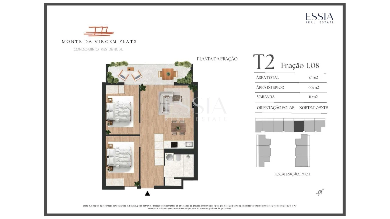 Apartamento T2 para Venda em Vilar de Andorinho Planta 2