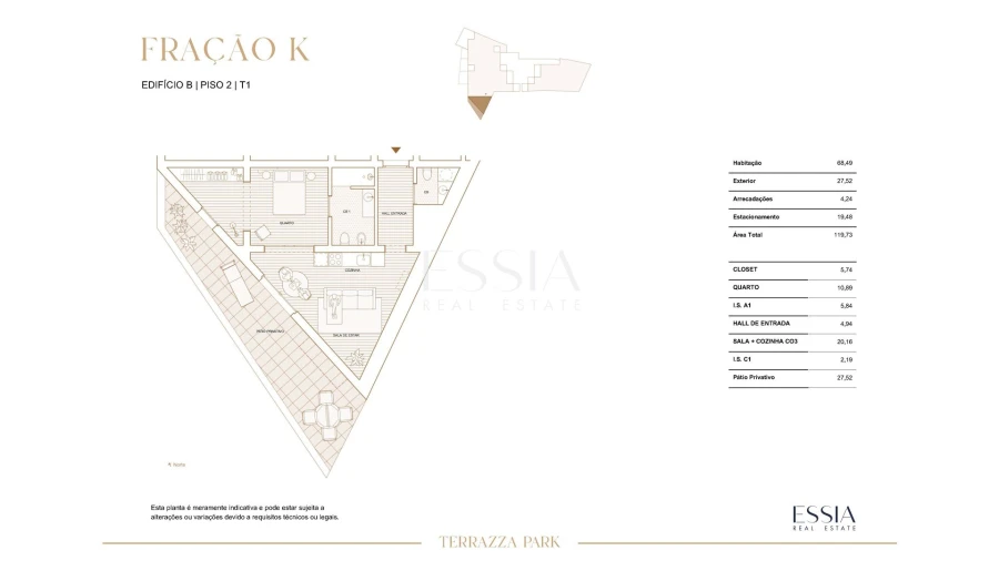 Apartamento T1 para Venda em Paranhos Planta 1