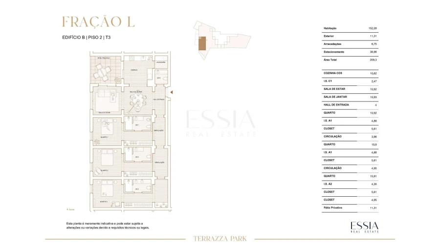 Apartamento T3 para Venda em Paranhos Planta 1
