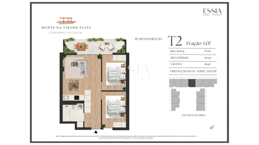 Apartamento T2 para Venda em Vilar de Andorinho Planta 1