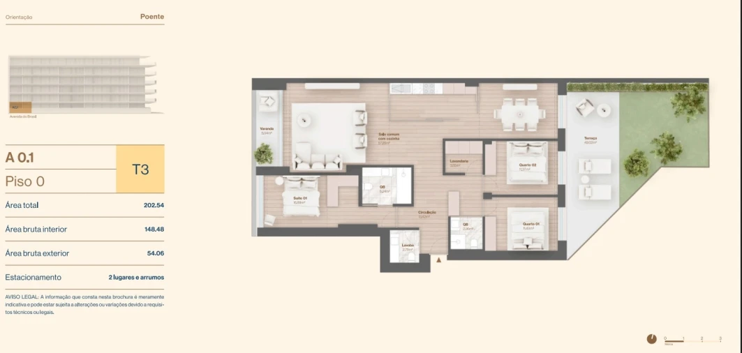 Apartamento T3 para Venda em Vila do Conde Planta 1