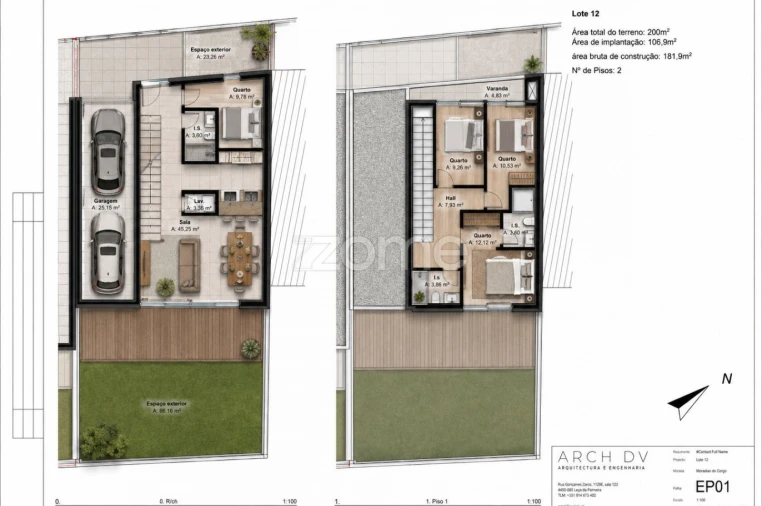 Moradia T4 para Venda em Perafita, Lavra e Santa Cruz do Bispo Planta 1