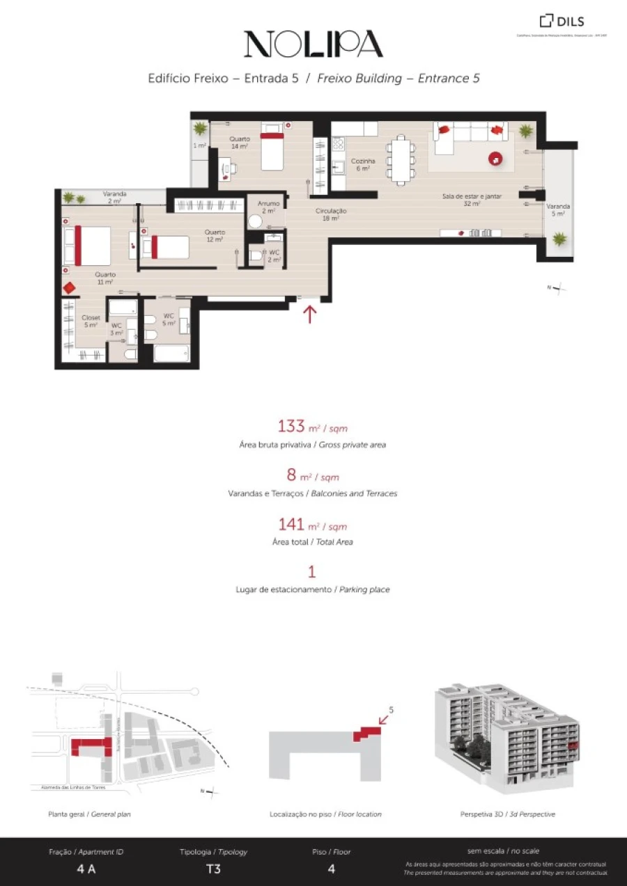 Apartamento T3 para Venda em Lumiar Planta 1