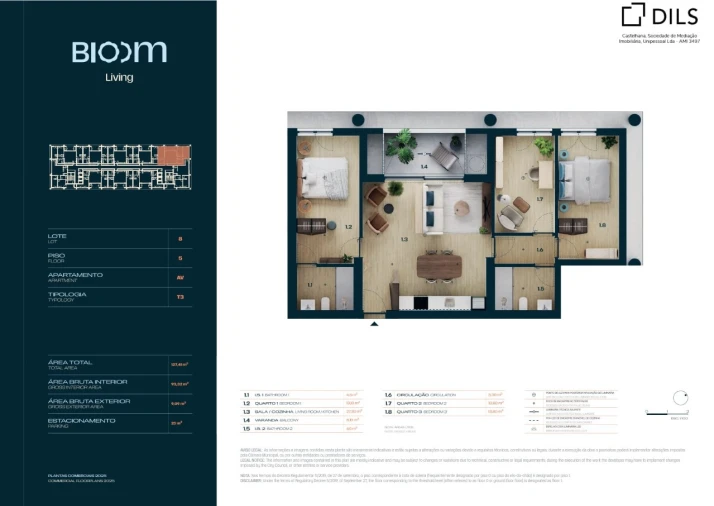 Apartamento T3 para Venda em Moreira Planta 1
