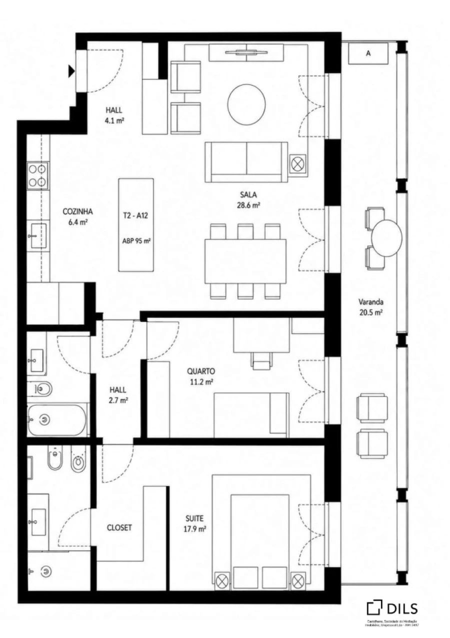 Apartamento T2 para Venda em Algés, Linda-A-Velha e Cruz Quebrada-Dafundo Planta 1