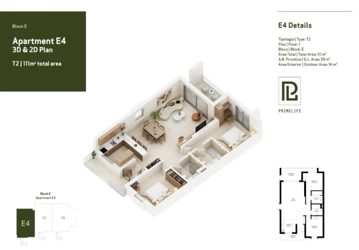 Apartamento T2 para Venda em Lagoa e Carvoeiro Planta 1