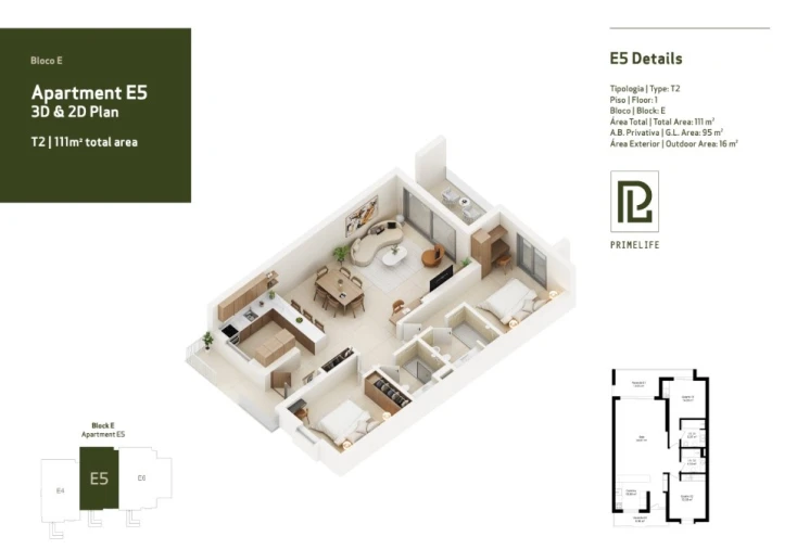 Apartamento T2 para Venda em Lagoa e Carvoeiro Planta 1