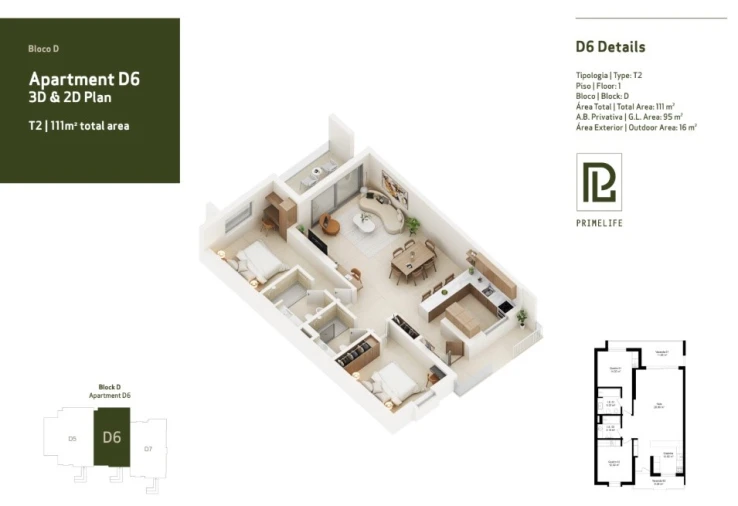 Apartamento T2 para Venda em Lagoa e Carvoeiro Planta 1