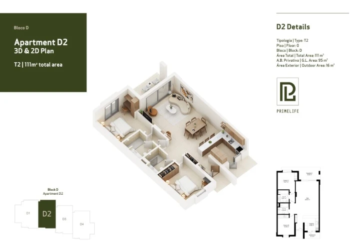 Apartamento T2 para Venda em Lagoa e Carvoeiro Planta 1