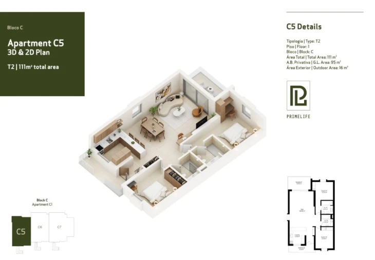 Apartamento T2 para Venda em Lagoa e Carvoeiro Planta 1