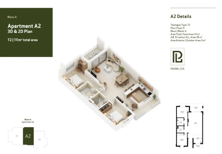 Apartamento T2 para Venda em Lagoa e Carvoeiro Planta 1