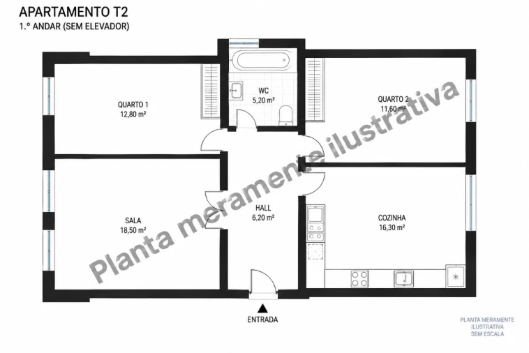 Apartamento T2 para Venda em Portimão Planta 1