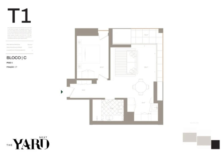 Apartamento T1 para Venda em Santa Marinha e São Pedro da Afurada Planta 1