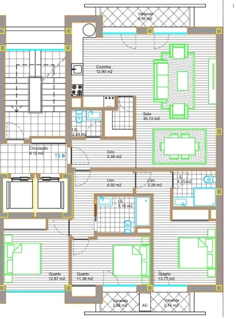 Apartamento T3 para Venda em Viseu