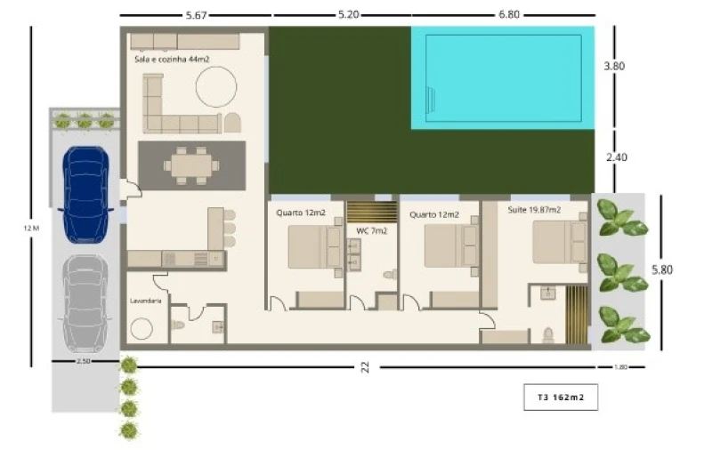 Moradia T3 para Venda em São Vitor (Braga) Planta 1