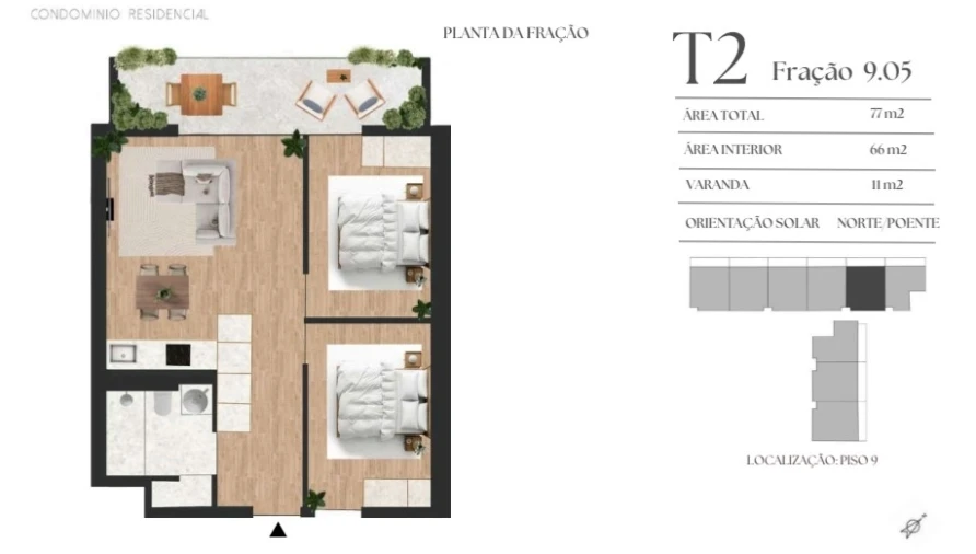 Apartamento T2 para Venda em Vilar de Andorinho Planta 1