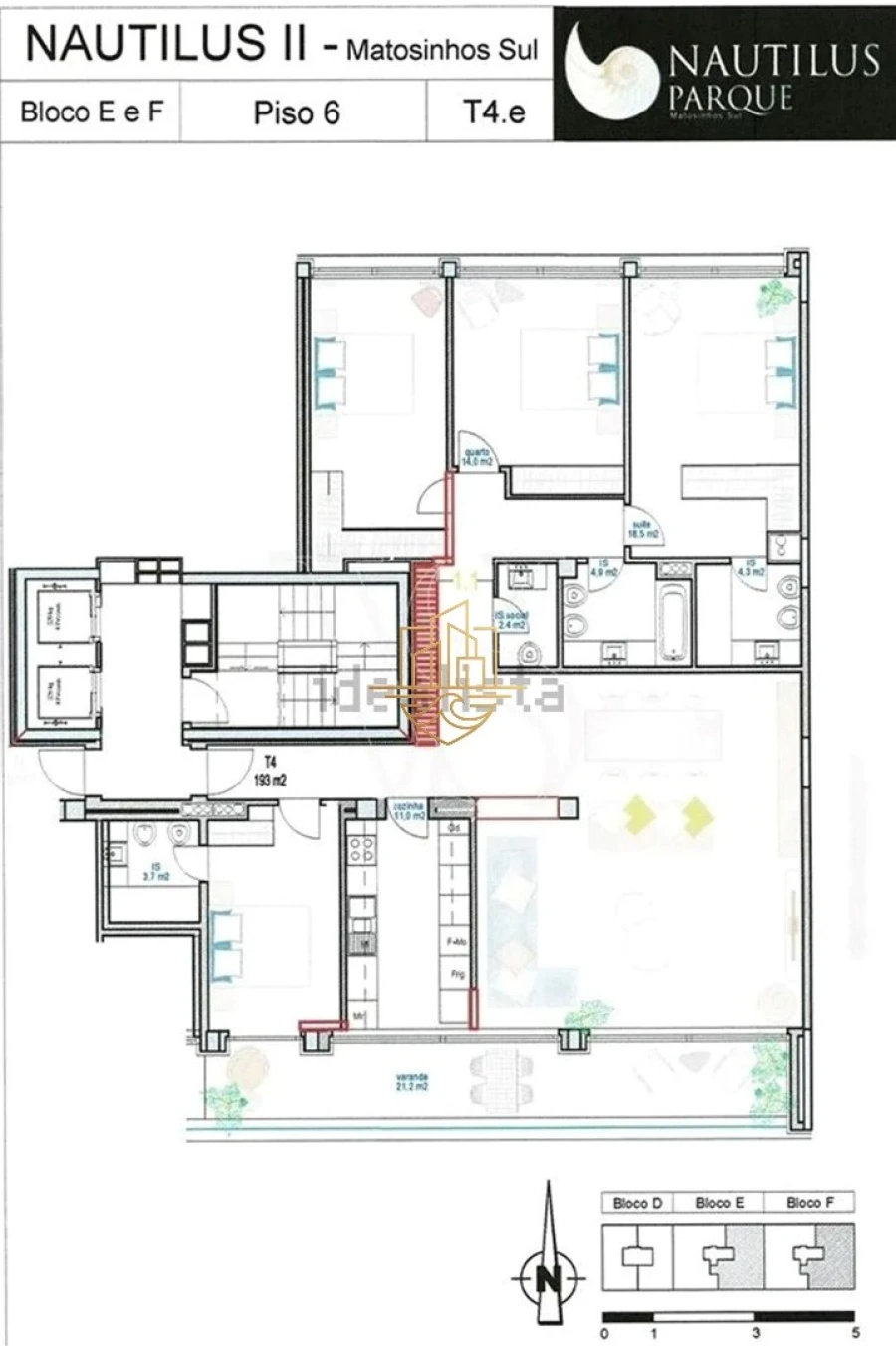 Apartamento T4 para Venda em Matosinhos e Leça da Palmeira Planta 1