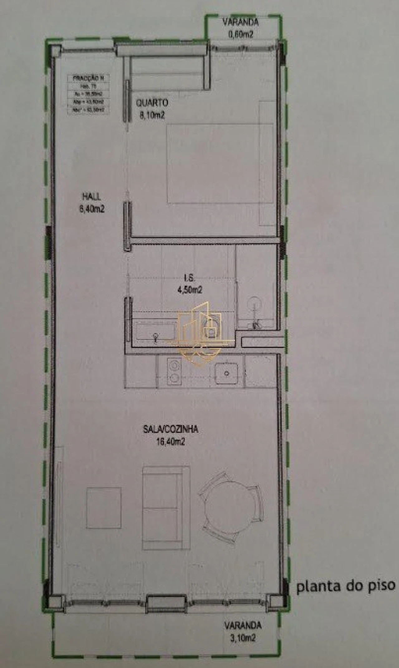Apartamento T1 para Venda em Cedofeita, Santo Ildefonso, Sé, Miragaia, São Nicolau e Vitória Planta 2