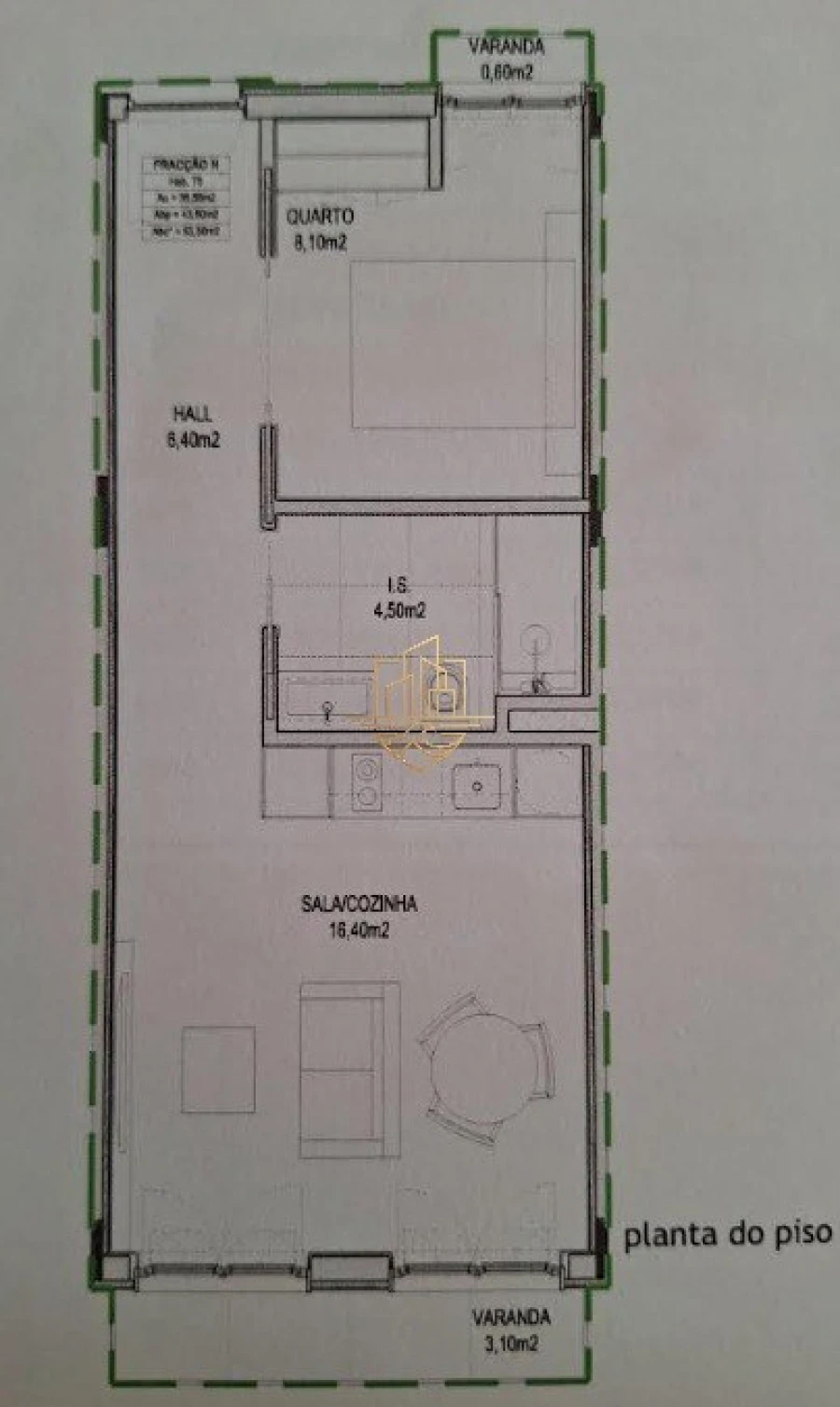 Apartamento T1 para Venda em Cedofeita, Santo Ildefonso, Sé, Miragaia, São Nicolau e Vitória Planta 2