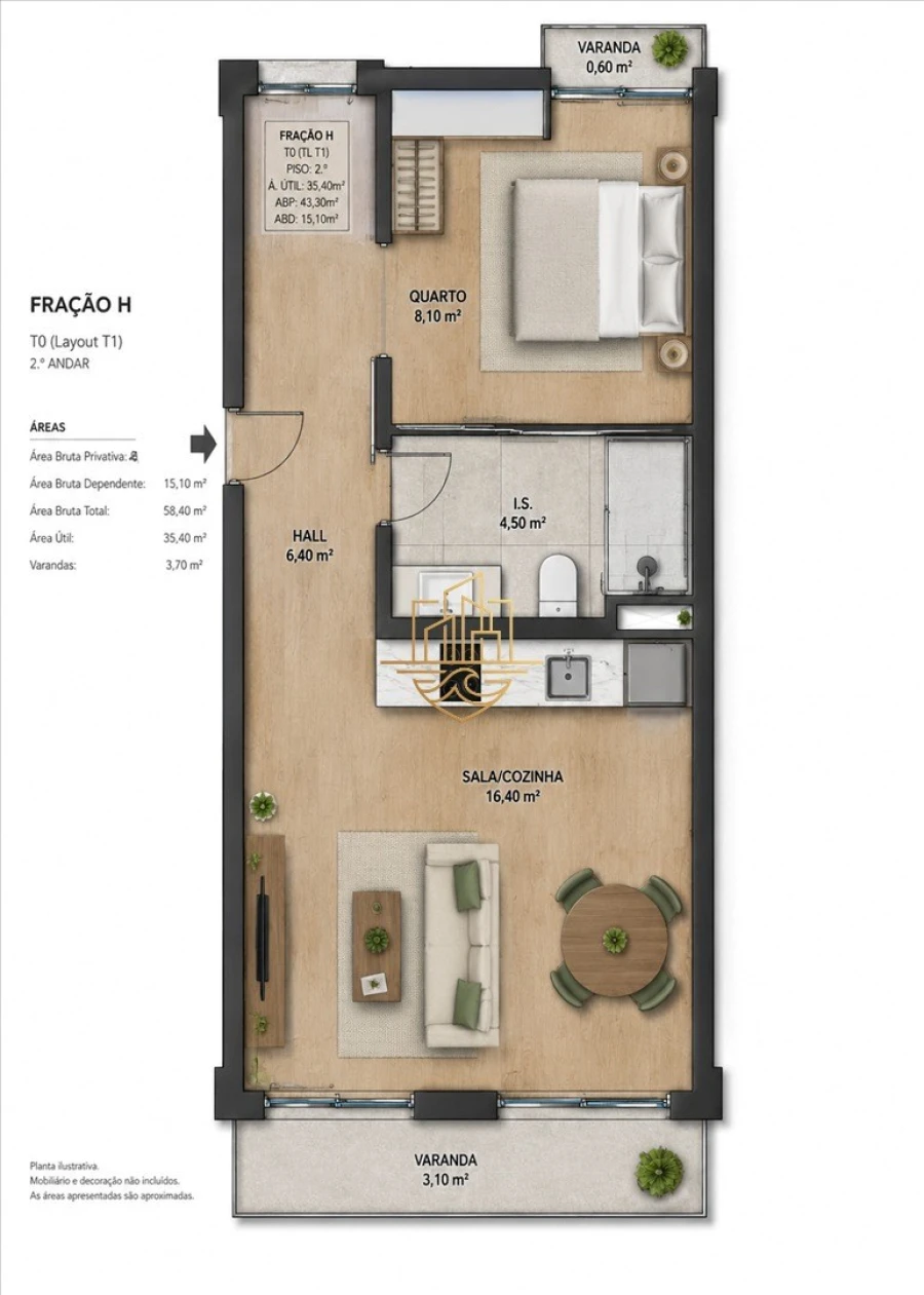 Apartamento T1 para Venda em Cedofeita, Santo Ildefonso, Sé, Miragaia, São Nicolau e Vitória Planta 1