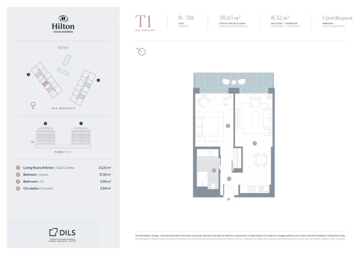 Apartamento T1 para Venda em Carcavelos e Parede Planta 1