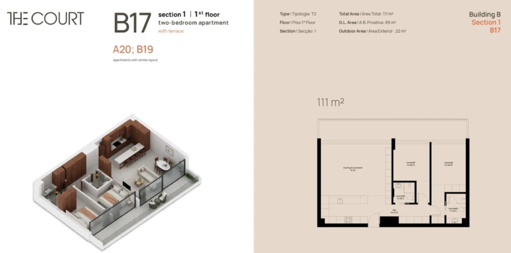 Apartamento T2 para Venda em Lagoa e Carvoeiro Planta 1