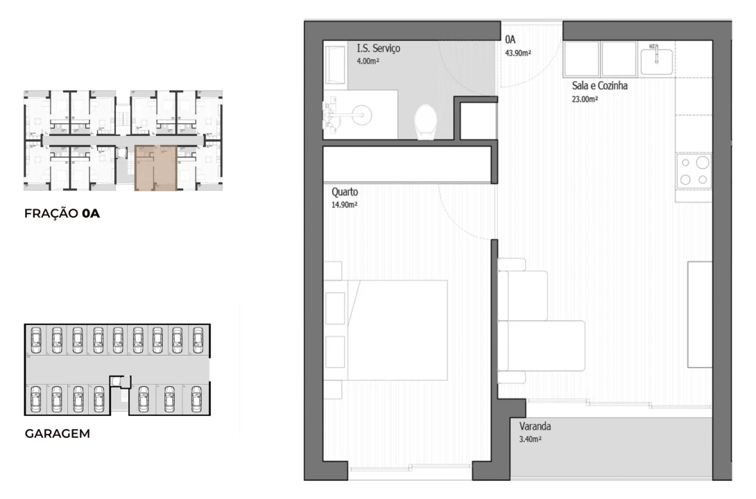 Apartamento T1 para Venda em Ancora Planta 2