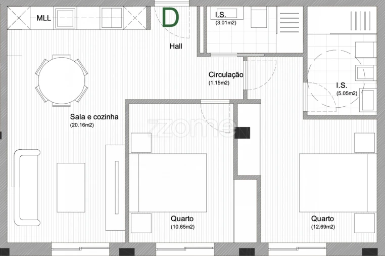 Apartamento T2 para Arrendamento em Arca e Ponte de Lima Planta 1