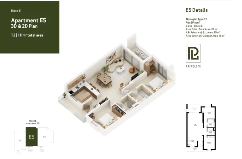 Apartamento T2 para Venda em Lagoa e Carvoeiro Planta 1