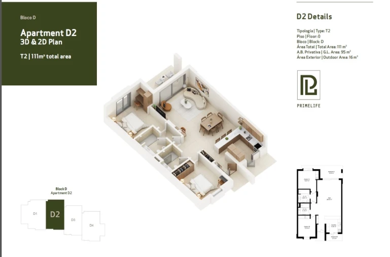 Apartamento T2 para Venda em Lagoa e Carvoeiro Planta 1