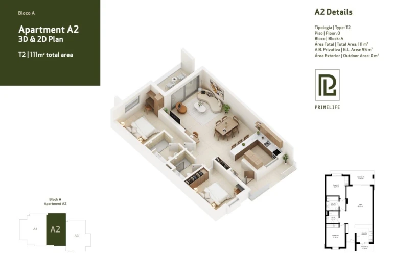 Apartamento T2 para Venda em Lagoa e Carvoeiro Planta 1