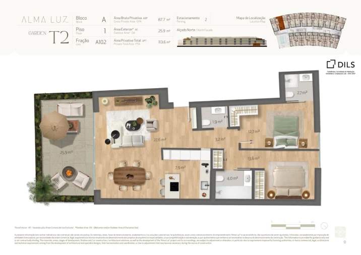 Apartamento T2 para Venda em Santa Luzia Planta 1