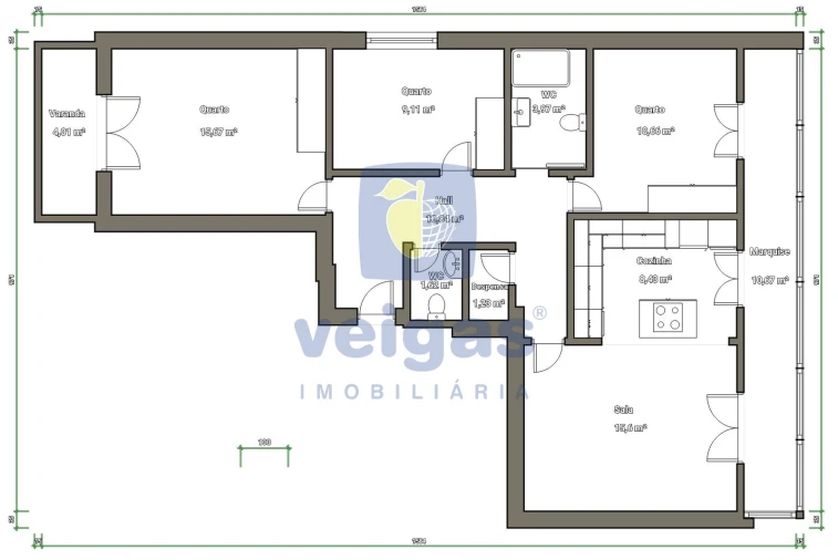 Apartamento T3 para Arrendamento em Caldas da Rainha - Santo Onofre e Serra do Bouro Planta 1