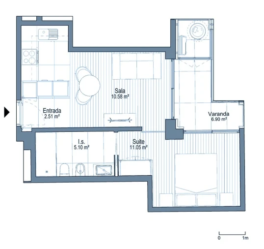 Apartamento T1 para Arrendamento em Mafamude e Vilar do Paraíso Planta 1