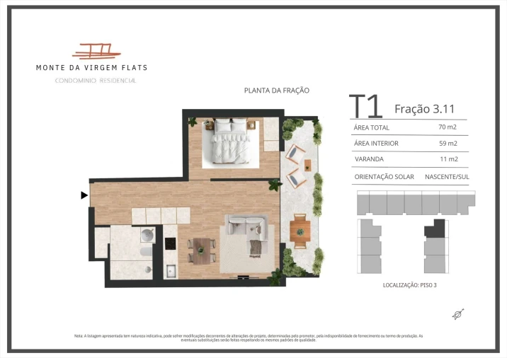 Apartamento T1 para Venda em Vilar de Andorinho Planta 1