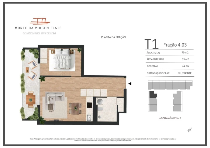 Apartamento T1 para Venda em Vilar de Andorinho Planta 1