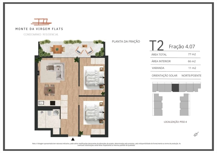 Apartamento T2 para Venda em Vilar de Andorinho Planta 1