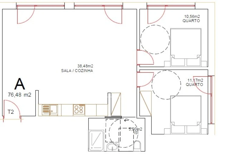 Apartamento T2 para Venda em Tondela e Nandufe Planta 1