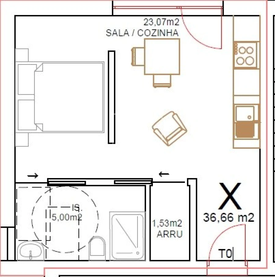 Apartamento T0 para Venda em Tondela e Nandufe Planta 1