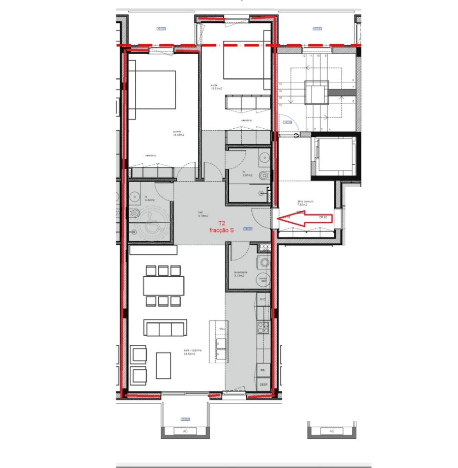 Apartamento T2 para Venda em São Bernardo Planta 1