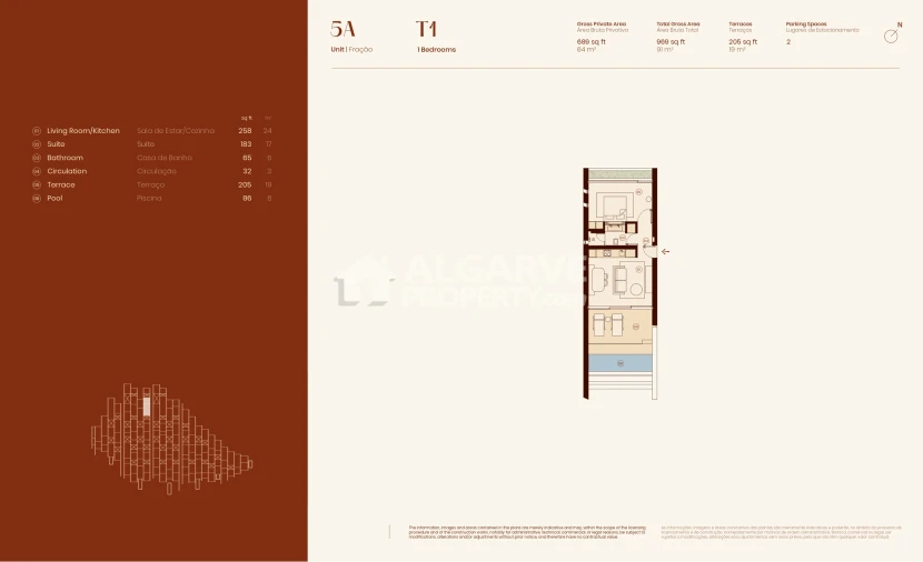 Apartamento T1 para Venda em Lagos (São Sebastião e Santa Maria) Planta 1