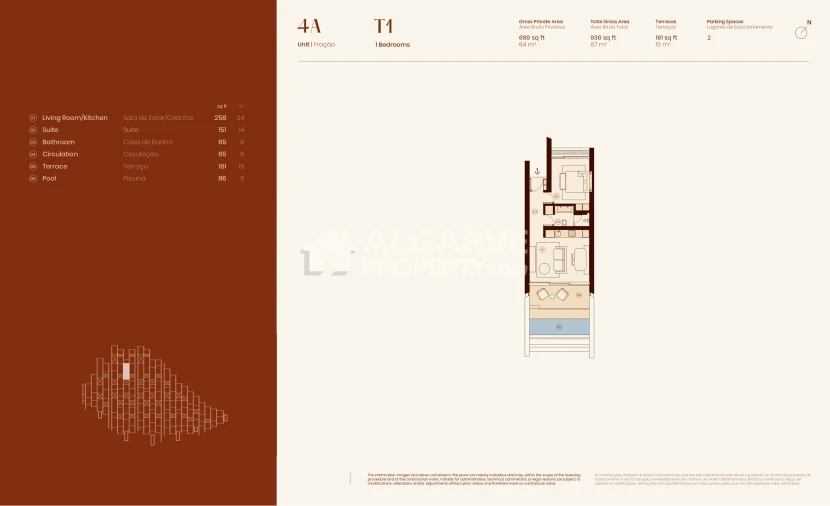 Apartamento T1 para Venda em Lagos (São Sebastião e Santa Maria) Planta 1